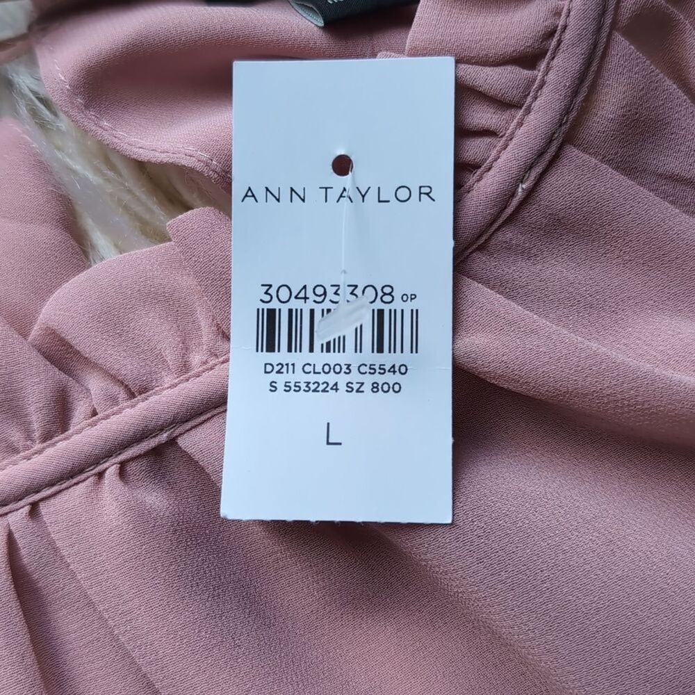 NWT Ann Taylor Women’s Juliet Pleated Sheer Balloon Sleeve Spring Pink Top XL - Picture 5 of 12